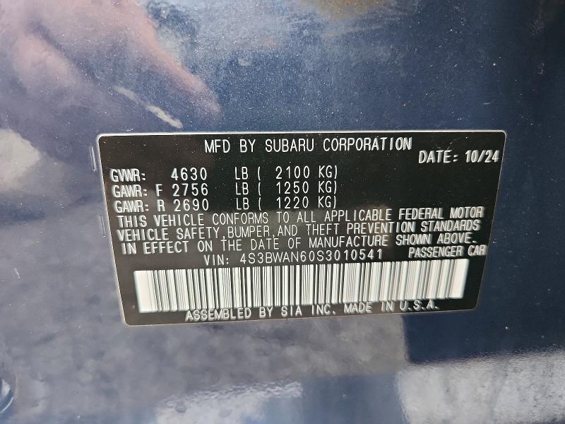 Продаж на аукціоні авто 2025 Subaru Legacy, vin: 4S3BWAN60S3010541, номер лоту: 77596435