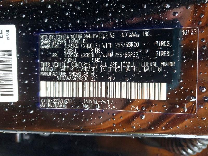 77547355 :رقم المزاد ، 5TDAAAA62RS001221 vin ، 2024 Lexus Tx مزاد بيع