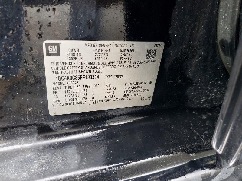 Aukcja sprzedaży 2015 Chevrolet Silverado, vin: 1GC4K0C85FF193314, numer aukcji: 78920115