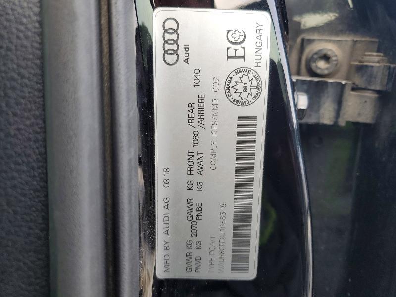Aukcja sprzedaży 2018 Audi A3, vin: WAUB8GFFXJ1058518, numer aukcji: 76818715