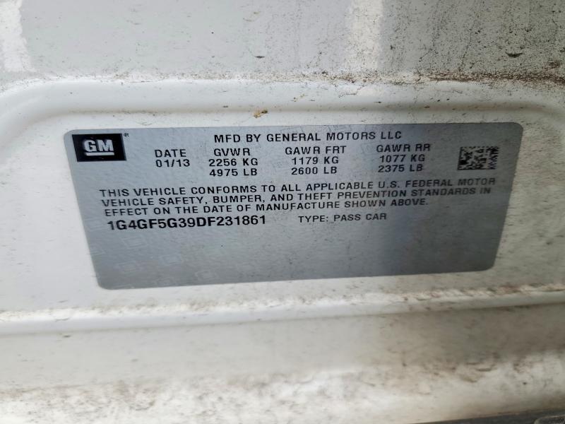 78140155 :رقم المزاد ، 1G4GF5G39DF231861 vin ، 2013 Buick Lacrosse مزاد بيع