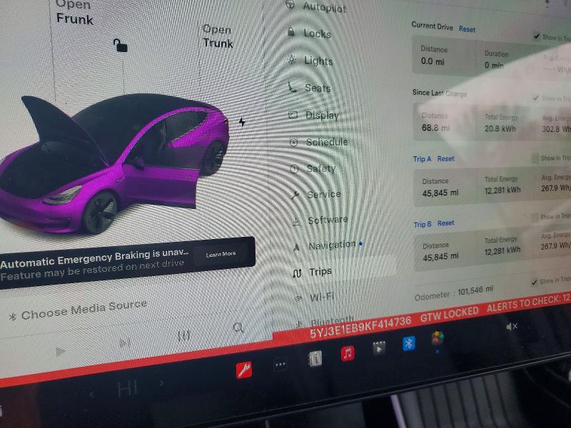 75244665 :رقم المزاد ، 5YJ3E1EB9KF414736 vin ، 2019 Tesla Model 3 مزاد بيع