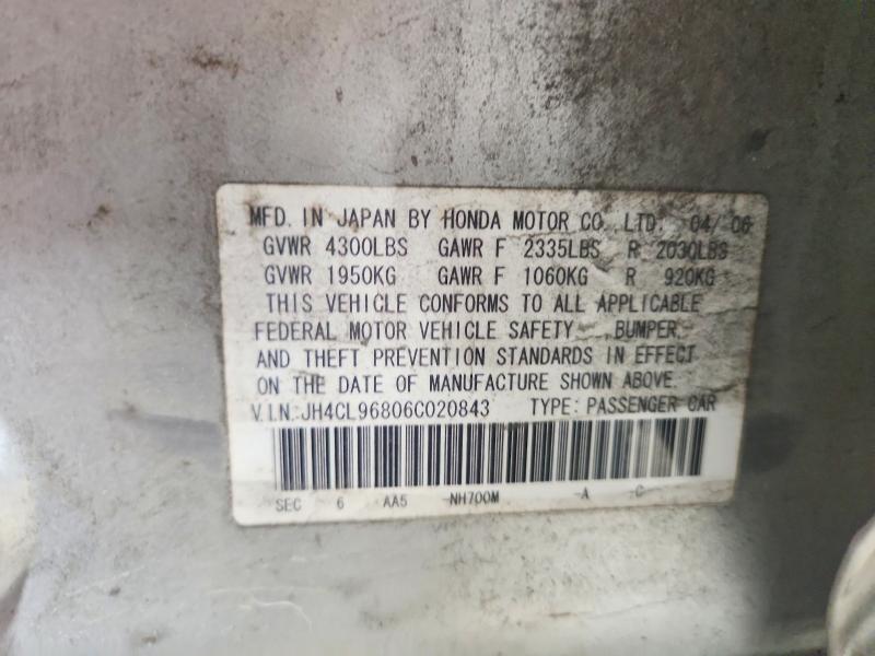 75785605 :رقم المزاد ، JH4CL96806C020843 vin ، 2006 Acura Tsx مزاد بيع