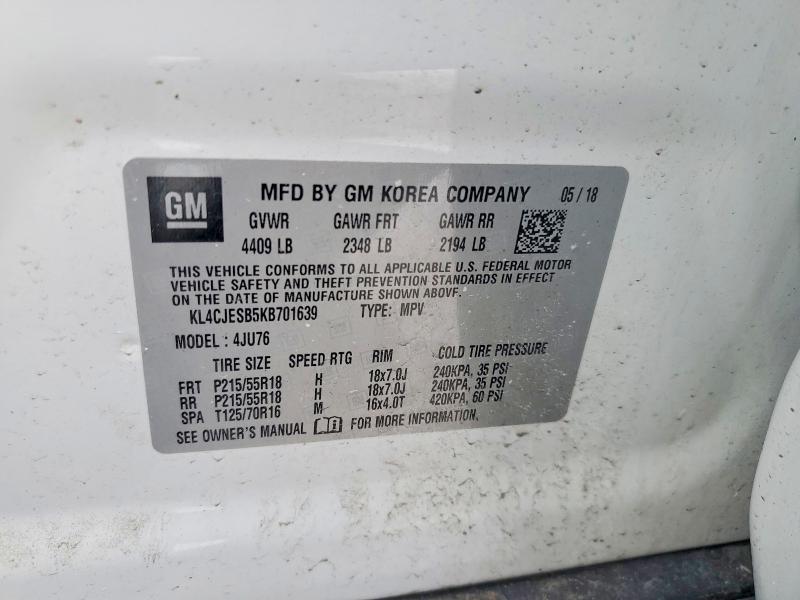 Продаж на аукціоні авто 2019 Buick Encore, vin: KL4CJESB5KB701639, номер лоту: 75809695