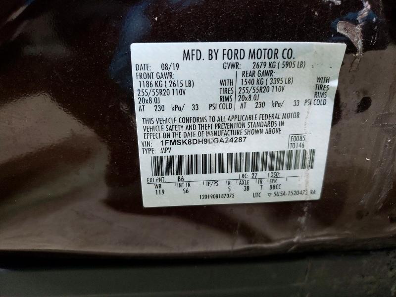 Продаж на аукціоні авто 2020 Ford Explorer, vin: 1FMSK8DH9LGA24287, номер лоту: 74508125