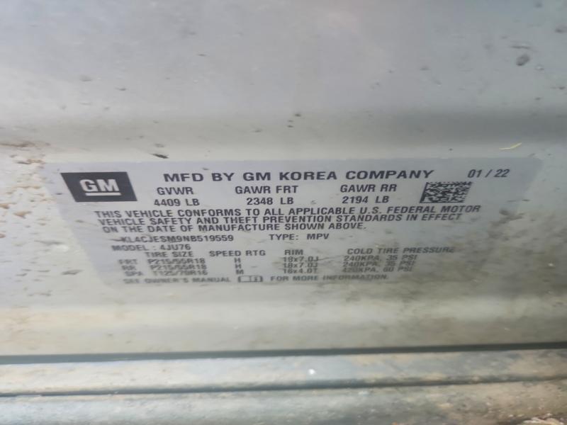 Aukcja sprzedaży 2022 Buick Encore, vin: KL4CJESM9NB519559, numer aukcji: 78267105