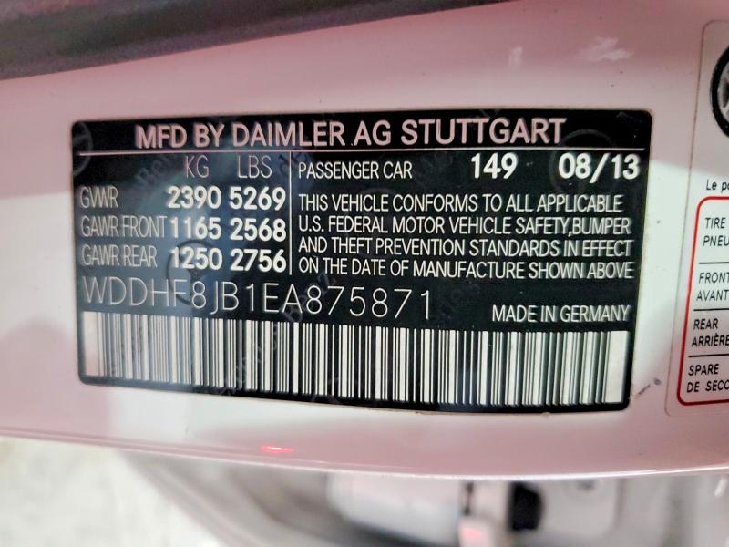 77251385 :رقم المزاد ، WDDHF8JB1EA875871 vin ، 2014 Mercedes-benz E مزاد بيع