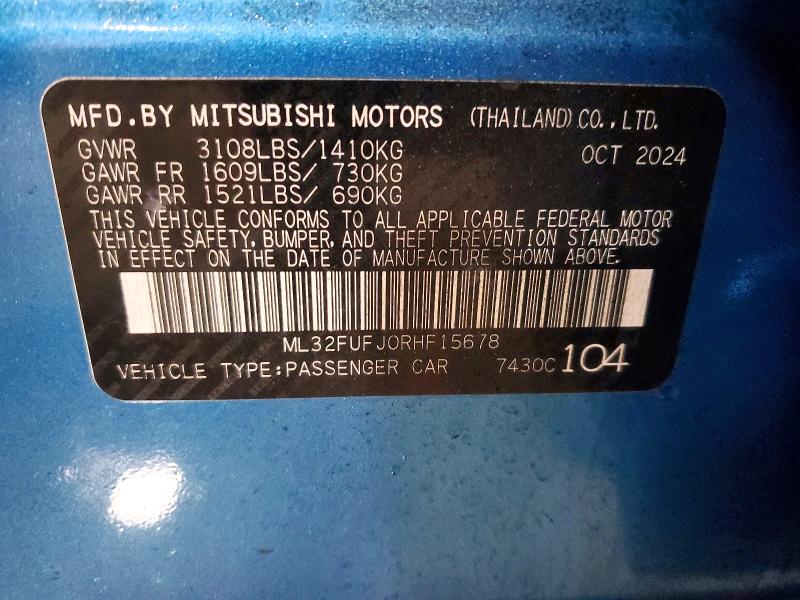 Продаж на аукціоні авто 2024 Mitsubishi Mirage, vin: ML32FUFJ0RHF15678, номер лоту: 78626205