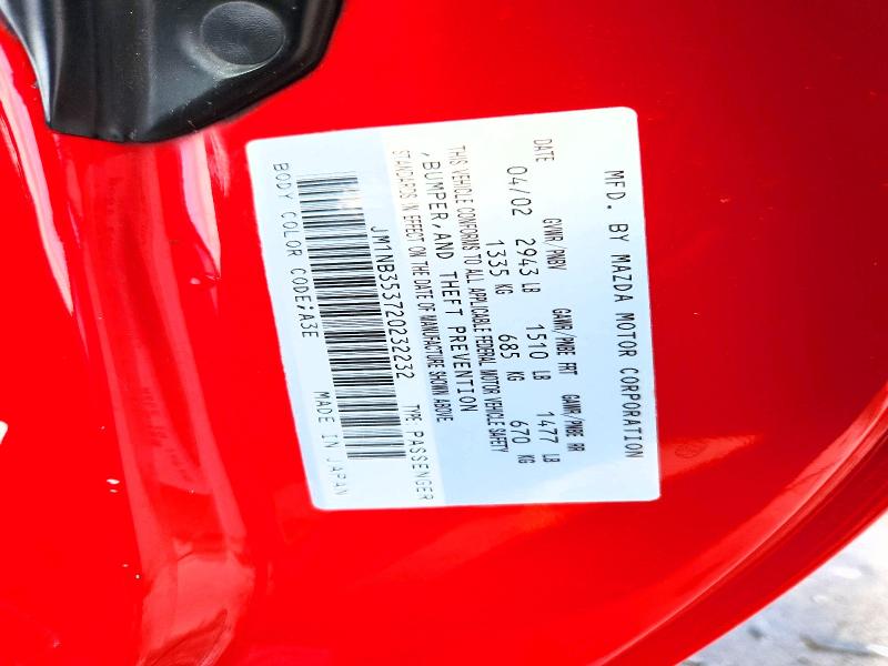 Aukcja sprzedaży 2002 Mazda Mx-5 Miata, vin: JM1NB353720232232, numer aukcji: 78170295