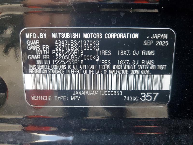 Продаж на аукціоні авто 2026 Mitsubishi Outlander Sport, vin: JA4ARUAU4TU000853, номер лоту: 77929175