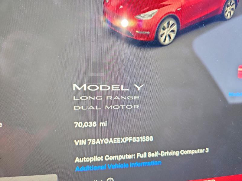 Продажа на аукционе авто 2023 Tesla Model Y, vin: 7SAYGAEEXPF631586, номер лота: 75648845
