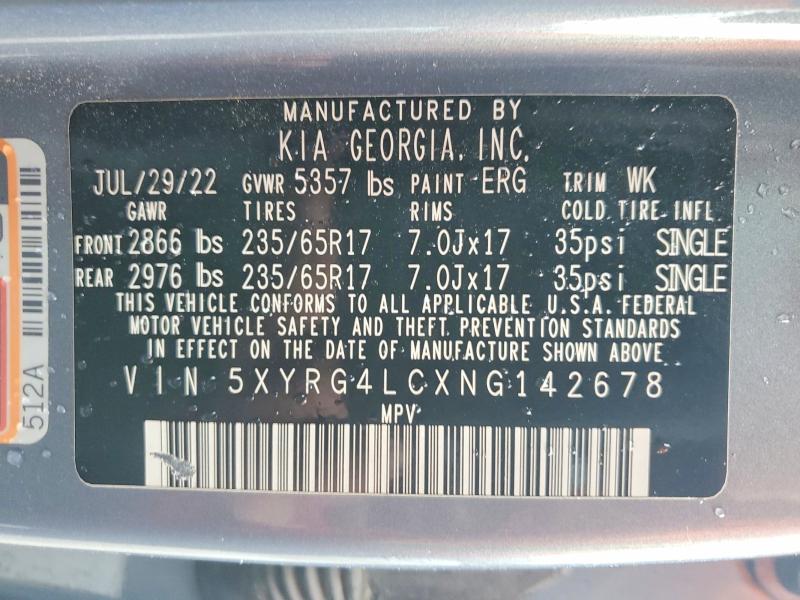 Aukcja sprzedaży 2022 Kia Sorento, vin: 5XYRG4LCXNG142678, numer aukcji: 79046315