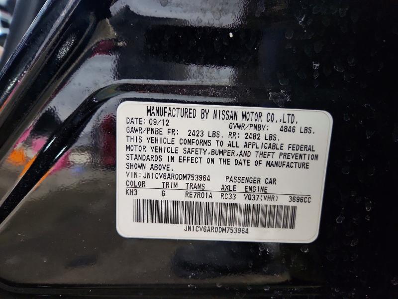 Auction sale of the 2013 Infiniti G37, vin: JN1CV6AR0DM753964, lot number: 76250135