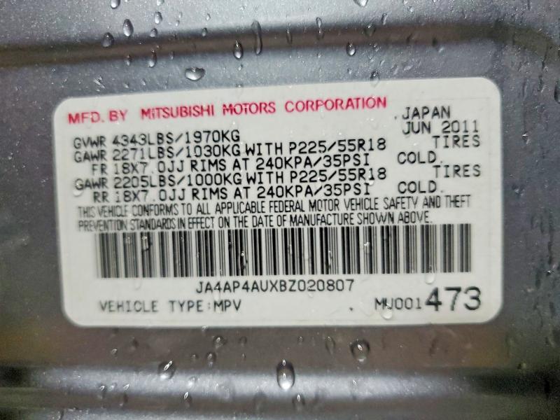 Продаж на аукціоні авто 2011 Mitsubishi Outlander Sport, vin: JA4AP4AUXBZ020807, номер лоту: 76776035