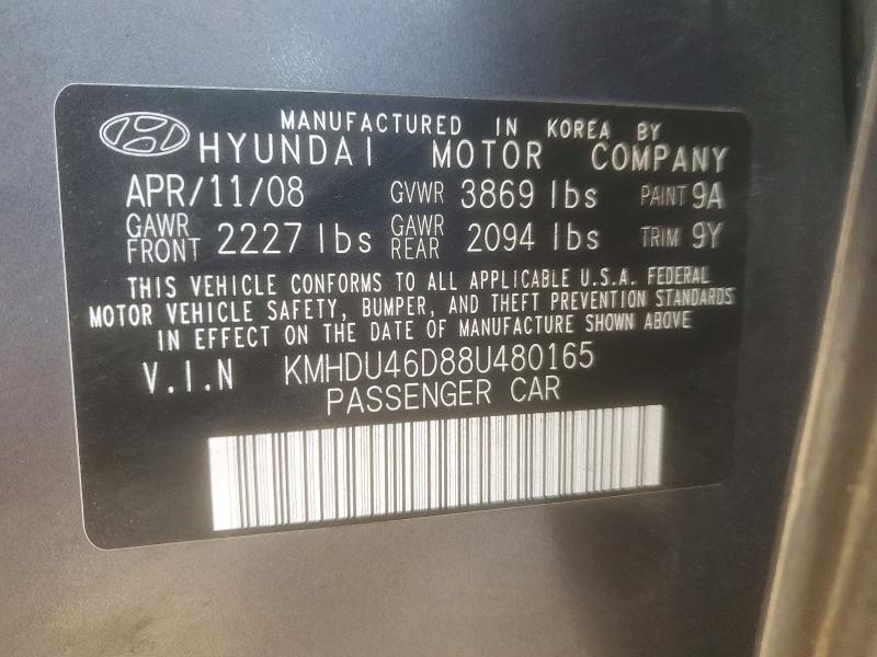 Продажа на аукционе авто 2008 Hyundai Elantra, vin: KMHDU46D88U480165, номер лота: 75379815