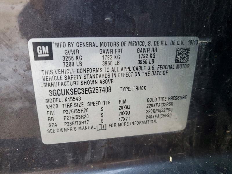 78579615 :رقم المزاد ، 3GCUKSEC3EG257408 vin ، 2014 Chevrolet Silverado مزاد بيع