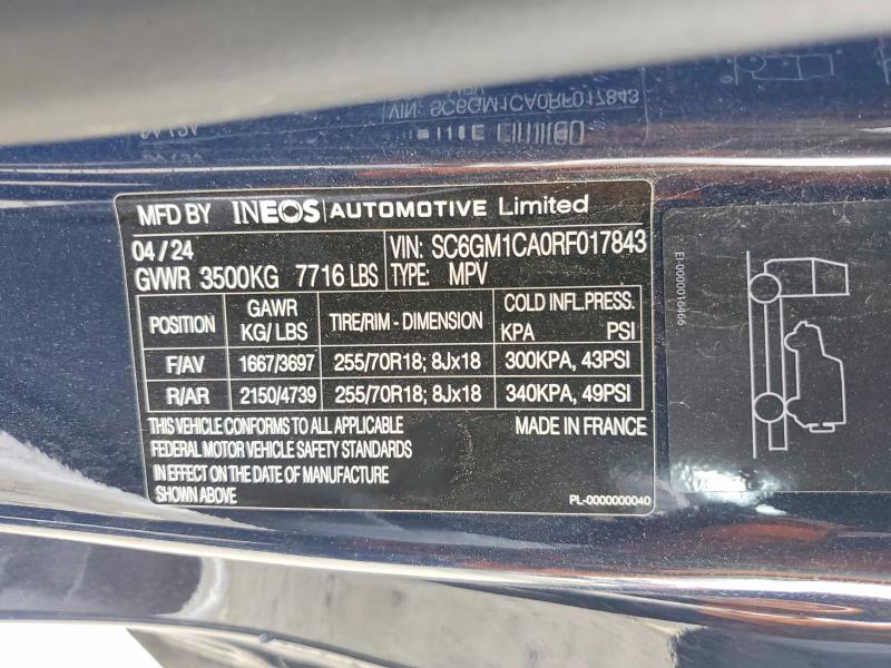 Продажа на аукционе авто 2024 Ineos Automotive Limited Grenadier, vin: SC6GM1CA0RF017843, номер лота: 77132245