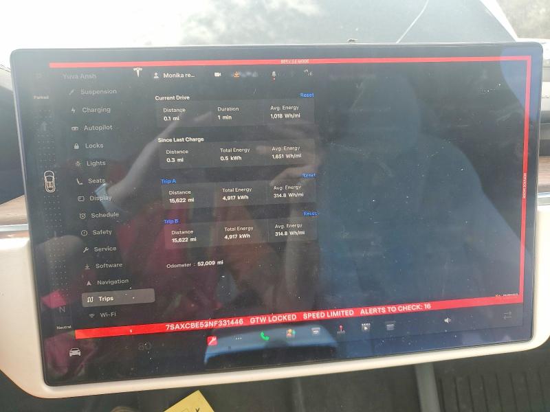 77867845 :رقم المزاد ، 7SAXCBE53NF331446 vin ، 2022 Tesla Model X مزاد بيع