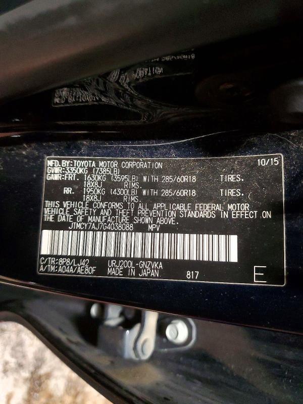 Aukcja sprzedaży 2016 Toyota Land Cruiser, vin: JTMCY7AJ7G4038088, numer aukcji: 76758245