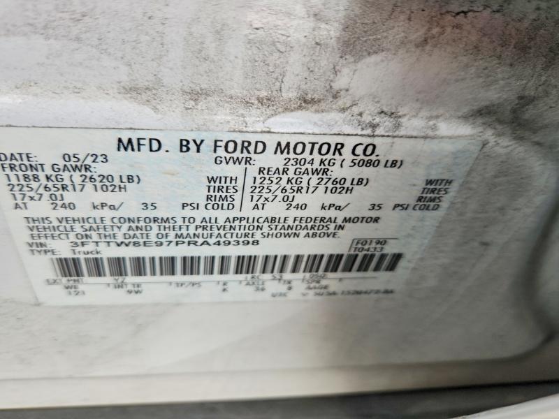 2023 Ford Maverick მანქანა იყიდება აუქციონზე, vin: 3FTTW8E97PRA49398, აუქციონის ნომერი: 77759185