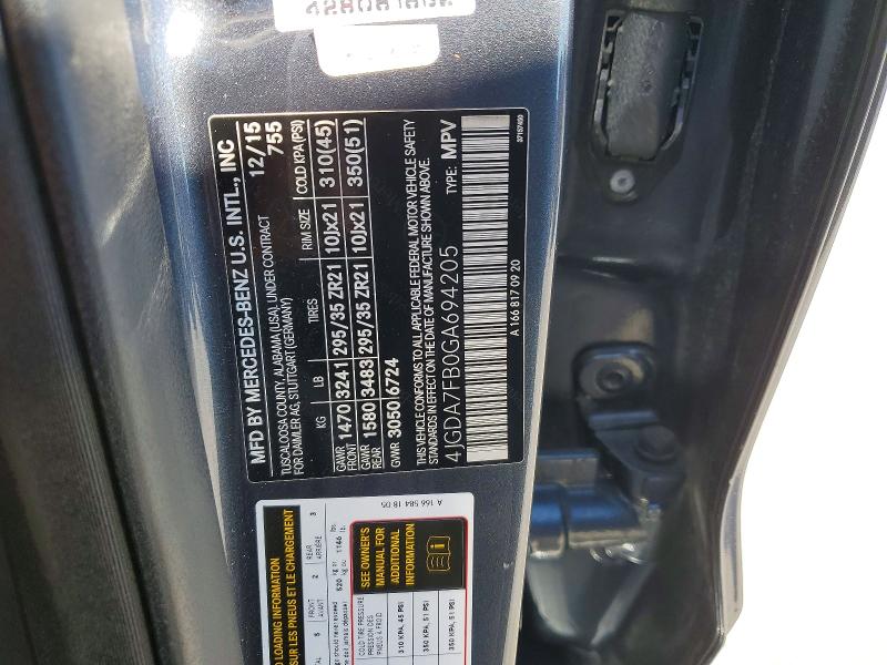 Aukcja sprzedaży 2016 Mercedes-benz Gle, vin: 4JGDA7FB0GA694205, numer aukcji: 78782255