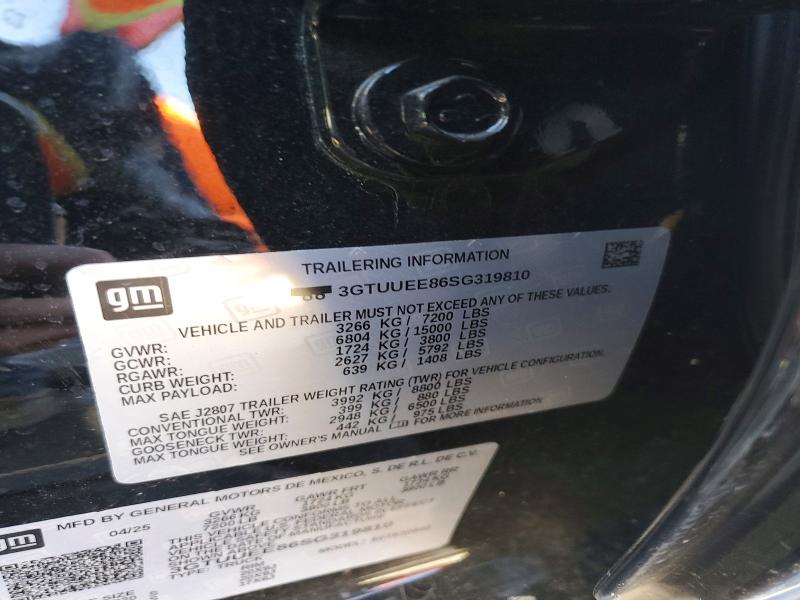 2025 Gmc Sierra მანქანა იყიდება აუქციონზე, vin: 3GTUUEE86SG319810, აუქციონის ნომერი: 76732585
