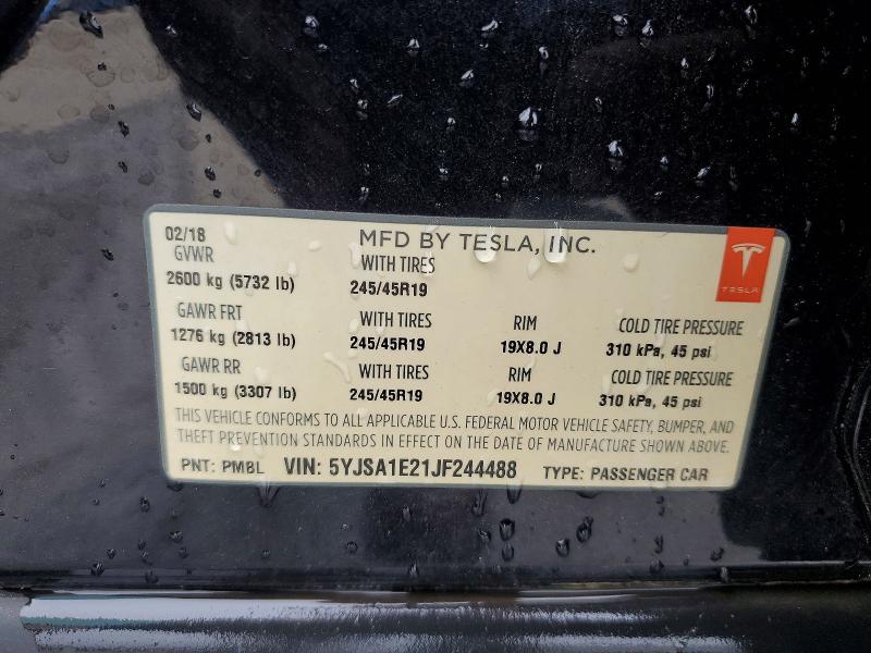 Продажа на аукционе авто 2018 Tesla Model S, vin: 5YJSA1E21JF244488, номер лота: 77409895