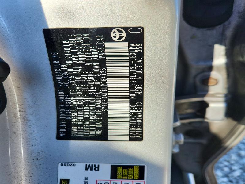 2020 Toyota Corolla მანქანა იყიდება აუქციონზე, vin: 5YFEPRAE6LP064425, აუქციონის ნომერი: 76366495