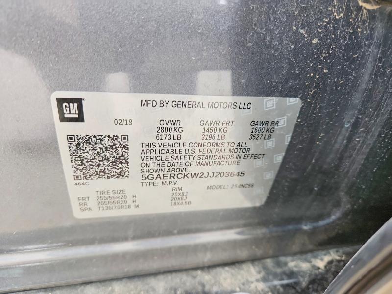 78141405 :رقم المزاد ، 5GAERCKW2JJ203645 vin ، 2018 Buick Enclave مزاد بيع