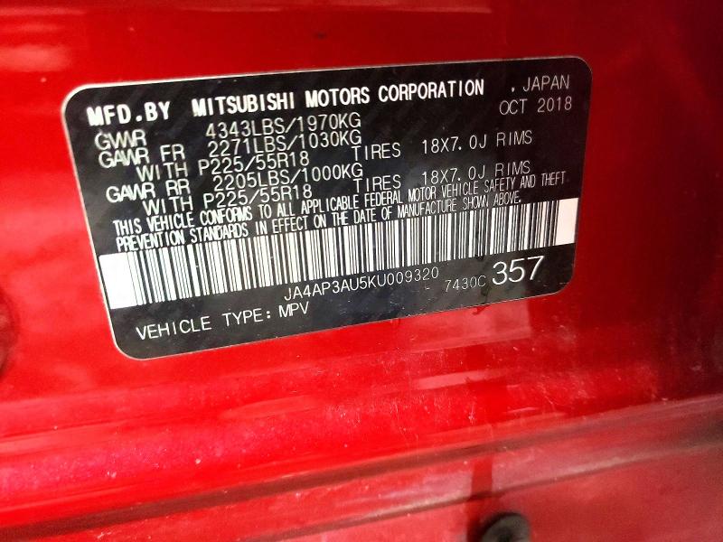 Продажа на аукционе авто 2019 Mitsubishi Outlander Sport, vin: JA4AP3AU5KU009320, номер лота: 75474005
