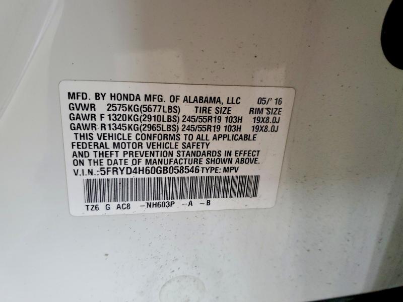 Aukcja sprzedaży 2016 Acura Mdx, vin: 5FRYD4H60GB058546, numer aukcji: 78828935