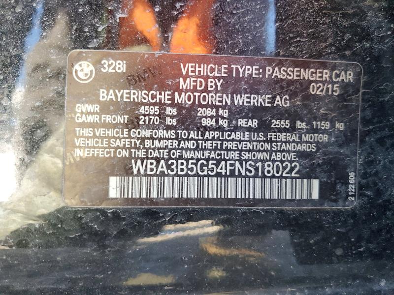 2015 Bmw 328 მანქანა იყიდება აუქციონზე, vin: WBA3B5G54FNS18022, აუქციონის ნომერი: 76903805