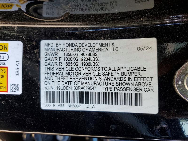 2024 Acura Integra მანქანა იყიდება აუქციონზე, vin: 19UDE4H30RA029547, აუქციონის ნომერი: 73937575