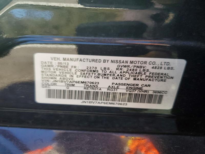 Aukcja sprzedaży 2014 Infiniti Q50, vin: JN1BV7AP6EM670623, numer aukcji: 78766945