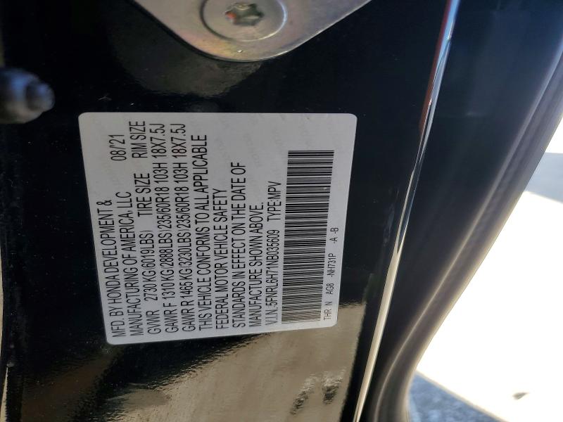 2022 Honda Odyssey მანქანა იყიდება აუქციონზე, vin: 5FNRL6H71NB035609, აუქციონის ნომერი: 78515815