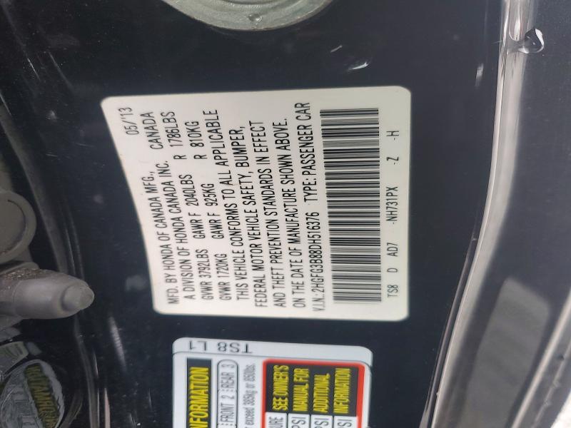 Aukcja sprzedaży 2013 Honda Civic, vin: 2HGFG3B88DH516376, numer aukcji: 78871565
