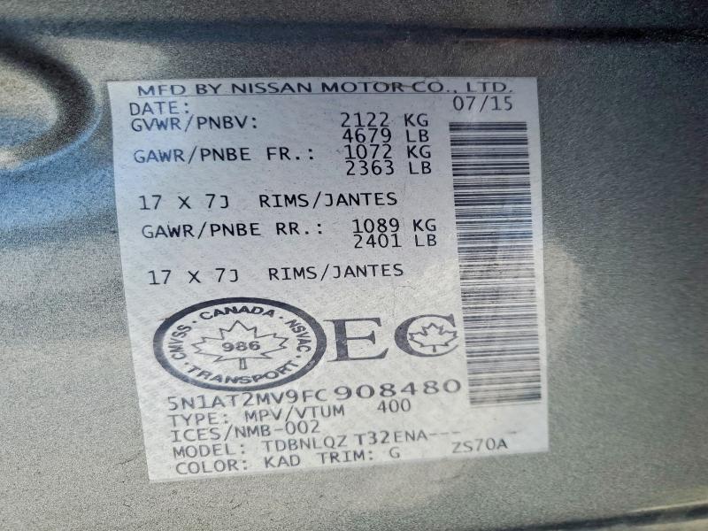77169455 :رقم المزاد ، 5N1AT2MV9FC908480 vin ، 2015 Nissan Rogue مزاد بيع
