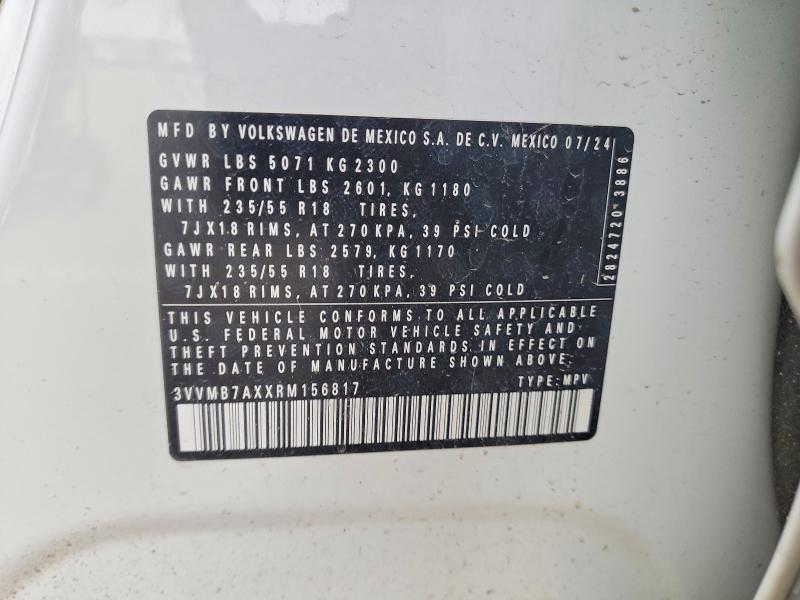 Продажа на аукционе авто 2024 Volkswagen Tiguan, vin: 3VVMB7AXXRM156817, номер лота: 76834415