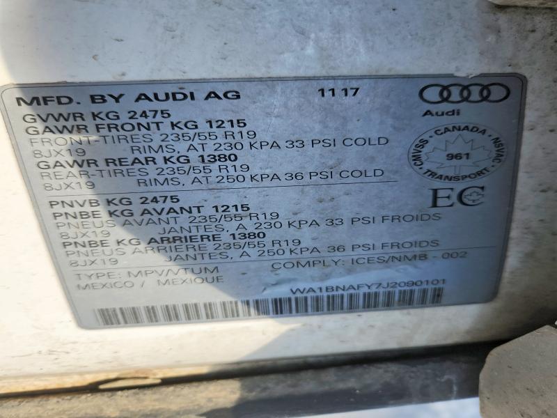 2018 Audi Q5 მანქანა იყიდება აუქციონზე, vin: WA1BNAFY7J2090101, აუქციონის ნომერი: 75205835