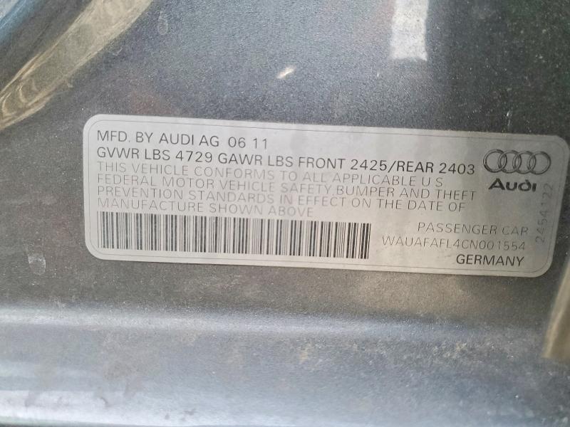77690515 :رقم المزاد ، WAUAFAFL4CN001554 vin ، 2012 Audi A4 مزاد بيع