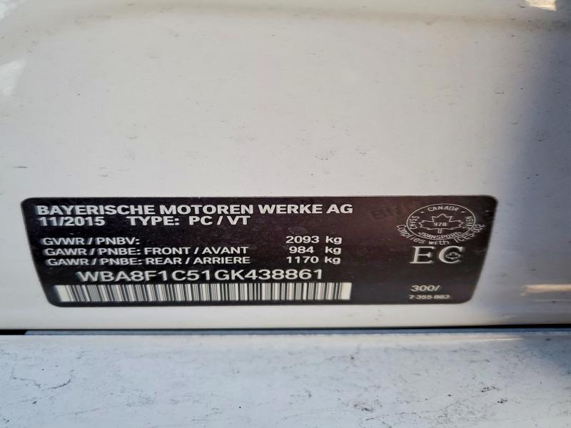 77334205 :رقم المزاد ، WBA8F1C51GK438861 vin ، 2016 Bmw 328 مزاد بيع