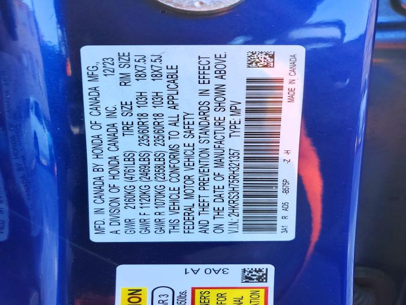 76962105 :رقم المزاد ، 2HKRS3H75RH321357 vin ، 2024 Honda Cr-v مزاد بيع