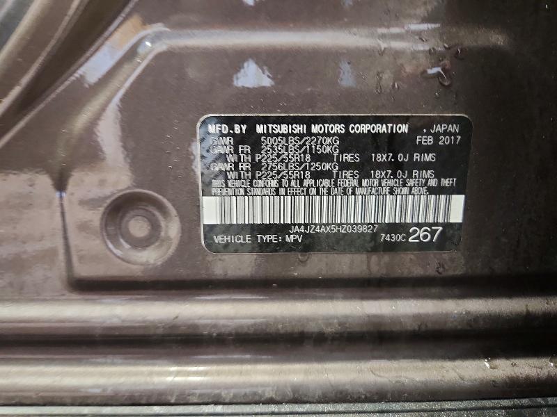 Aukcja sprzedaży 2017 Mitsubishi Outlander, vin: JA4JZ4AX5HZ039827, numer aukcji: 78721765