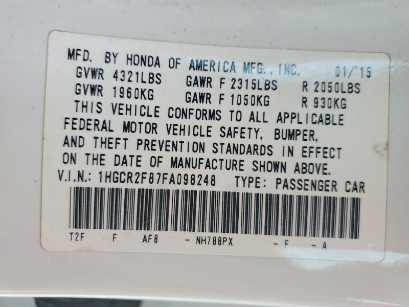 Продаж на аукціоні авто 2015 Honda Accord, vin: 1HGCR2F87FA098248, номер лоту: 78282215