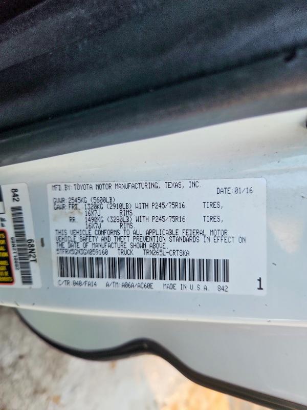 2016 Toyota Tacoma მანქანა იყიდება აუქციონზე, vin: 5TFRX5GN3GX059160, აუქციონის ნომერი: 77151785
