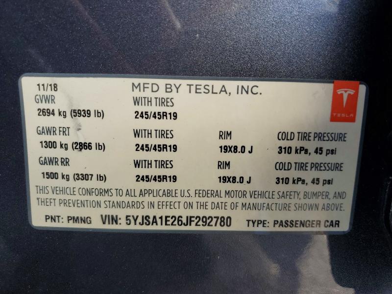 Продаж на аукціоні авто 2018 Tesla Model S, vin: 5YJSA1E26JF292780, номер лоту: 76665625