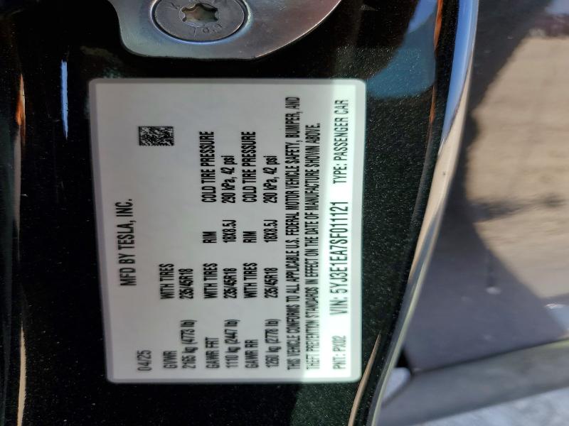 Продажа на аукционе авто 2025 Tesla Model 3, vin: 5YJ3E1EA7SF011121, номер лота: 77442475