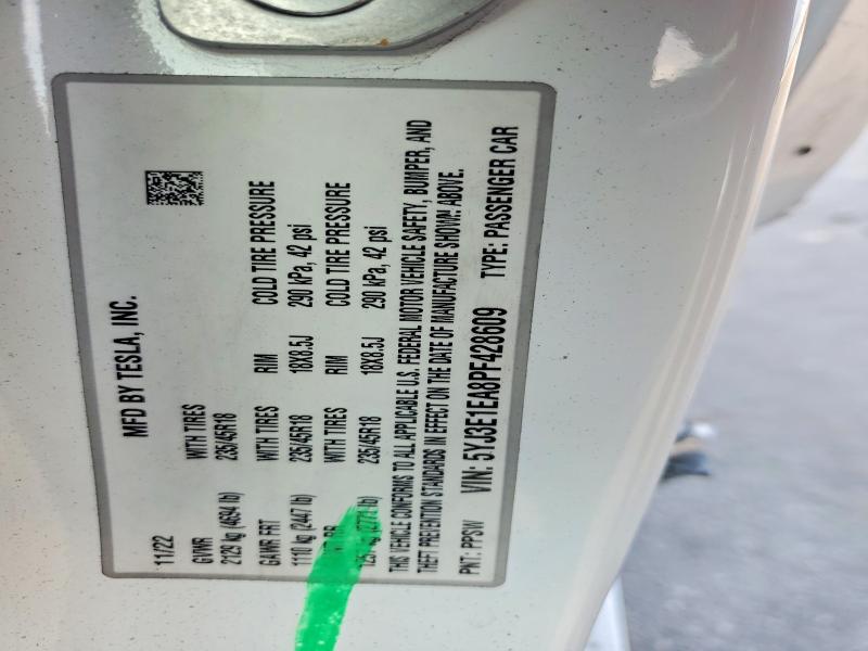77217365 :رقم المزاد ، 5YJ3E1EA8PF428609 vin ، 2023 Tesla Model 3 مزاد بيع