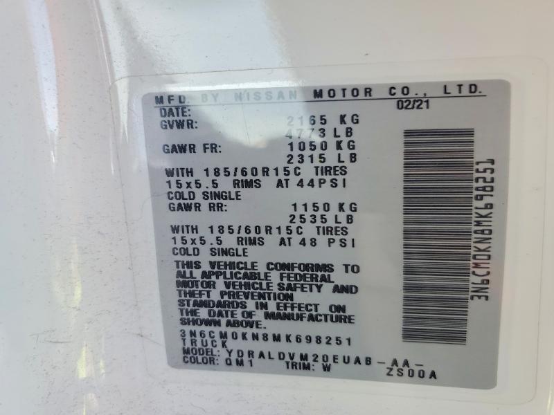 79021985 :رقم المزاد ، 3N6CM0KN8MK698251 vin ، 2021 Nissan Nv200 مزاد بيع