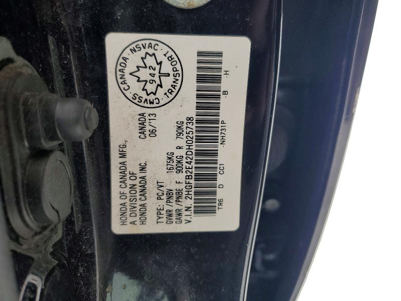 Aukcja sprzedaży 2013 Honda Civic, vin: 2HGFB2E42DH025738, numer aukcji: 78673725